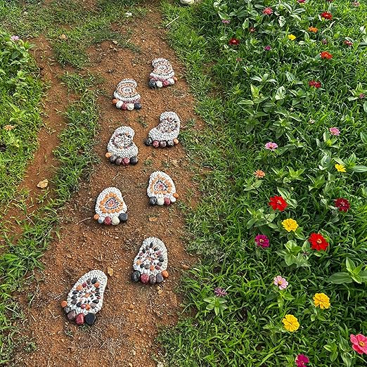 Garden Stepping Stones - Decorative Garden Stones for Patio, Deck, Garden or Sidewalk Faux Cobblestone Stepping Stones (Set of 2#A Small Size