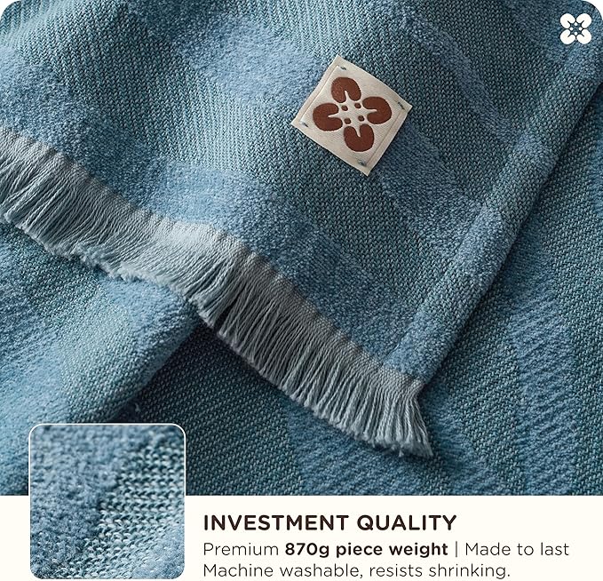 Bedsure 100% Cotton Throw Blanket for Couch - Chenille Woven Textured Blanket Gifts for Women, Cozy and Soft for All Seasons, Home Decor Boho Throw for Bed, Sofa, Tapestry, 50x60 Inches