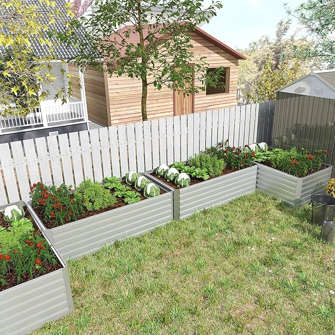 8x4x2 ft Raised Garden Bed, Large Metal Planter Raised Beds, Planters for Outdoor Plants for Vegetables, Flowers, Herbs, Fruits, and Succulents.