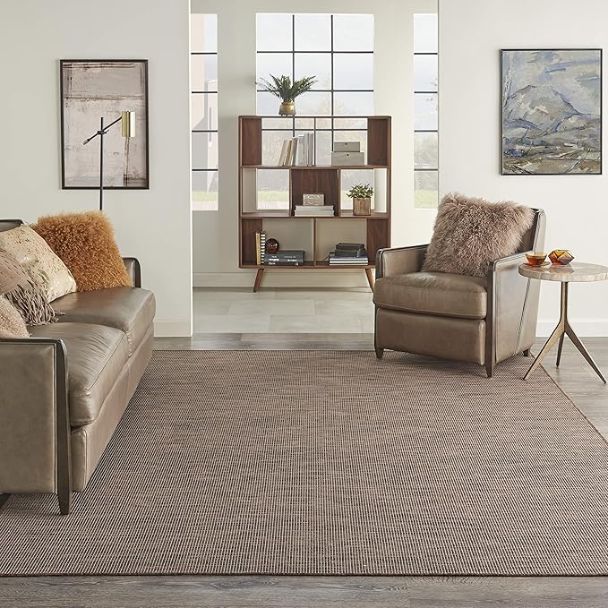 Nourison Positano Indoor-Outdoor Natural 9' x 12' Area Rug, Easy Cleaning, Non Shedding, Bed Room, Living Room, Dining Room, Backyard, Deck, Patio (9x12)