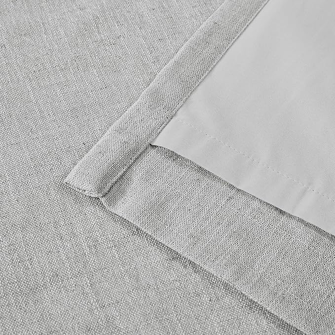 Vision Home Light Gray Pinch Pleated Full Blackout Curtains Linen Blended Room Darkening Curtain Panels 95 inch for Living Room Bedroom Thermal Insulated Pinch Pleat Drapes with Hooks 8FT 40"Wx95"Lx2