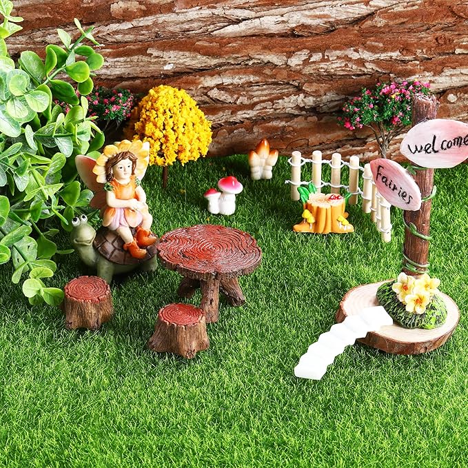 Elcoho 10 Pieces Fake Grass for Crafts Fairy Garden 6 x 6 Inches Artificial Garden Grass for Miniature Ornament Dollhouse DIY Decoration