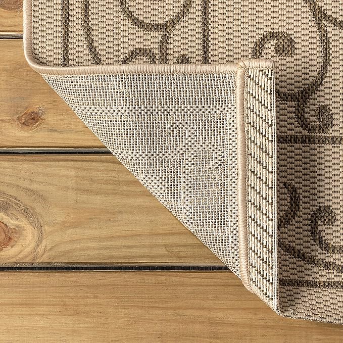 JONATHAN Y Vintage Filigree Indoor Outdoor Area Rug 8X10 Beige/Brown, Charleston Textured Weave for Backyard, Patio, Porch, Easy-Cleaning, High Traffic, Pet-Friendly, Non-Shedding (SMB106A-8)