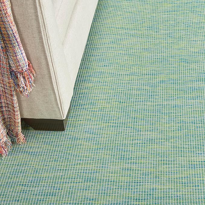 Nourison Positano Indoor/Outdoor Blue/Green 9' x 12' Area Rug, Easy Cleaning, Non Shedding, Bed Room, Living Room, Dining Room, Backyard, Deck, Patio (9x12)