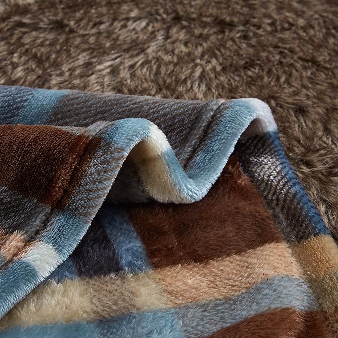 MERRYLIFE Throw Blanket Plaid Sherpa | Ultra-Plush Soft Colorful | Decorative Couch Travel Blanket | (50" 60", Greenland)