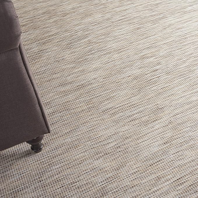 Nourison Positano Indoor/Outdoor Beige 6' x Round Area Rug, Easy Cleaning, Non Shedding, Bed Room, Living Room, Dining Room, Backyard, Deck, Patio (6 Round)